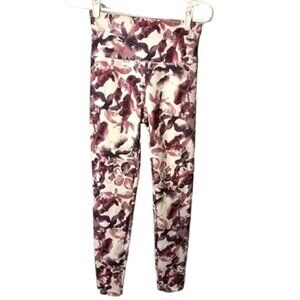 The Balance Connection Leggings White with Purple Petals, Women’s Size Medium